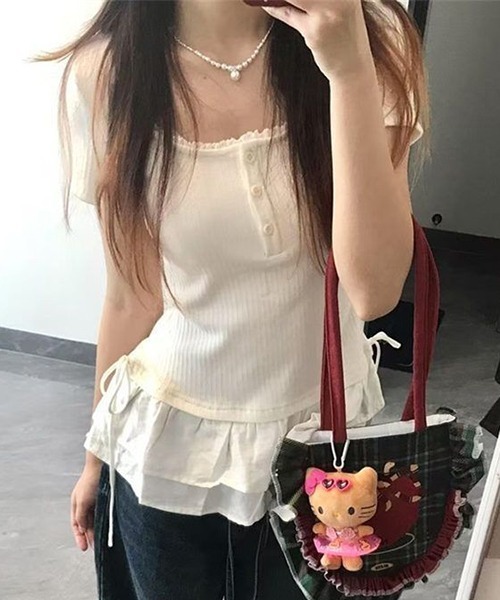 gossip!ロサンゼルス(ゴシップロサンゼルス)の「YUGA リブニットトップス(Tシャツ/カットソー・レディース・オフホワイト・M/L)」の3枚目の写真