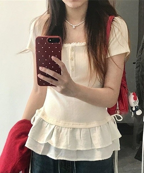 gossip!ロサンゼルス(ゴシップロサンゼルス)の「YUGA リブニットトップス(Tシャツ/カットソー・レディース・オフホワイト・M/L)」の7枚目の写真