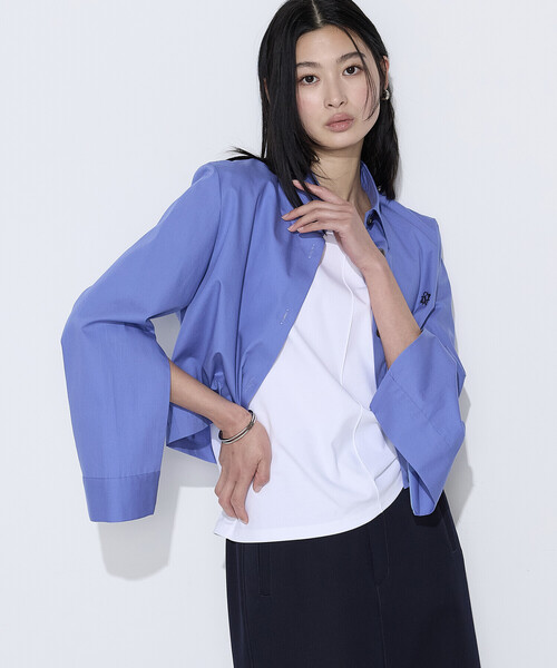 COMME CA（コムサ）の「〔 Sサイズ 〕 コットンポプリンストライプ クロプトシャツ（シャツ/ブラウス・レディース・ブルー/ブラウン・5号）」の15枚目の写真