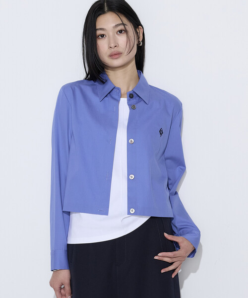 COMME CA（コムサ）の「〔 Sサイズ 〕 コットンポプリンストライプ クロプトシャツ（シャツ/ブラウス・レディース・ブルー/ブラウン・5号）」の16枚目の写真