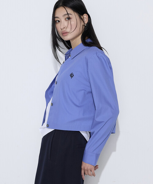 COMME CA（コムサ）の「〔 Sサイズ 〕 コットンポプリンストライプ クロプトシャツ（シャツ/ブラウス・レディース・ブルー/ブラウン・5号）」の18枚目の写真