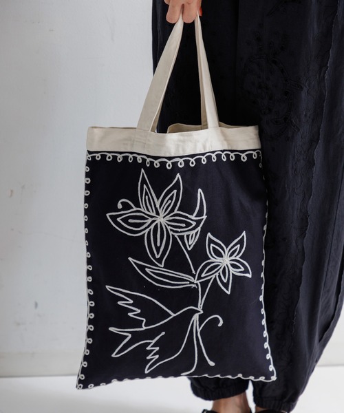 セール】コットンリネンアリ刺繍トートバッグ（トートバッグ）｜LEIN