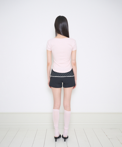 ILLIGO(イリゴ)の「129 ボタンヘンリーネックTシャツ ピンク(Tシャツ/カットソー・レディース・その他・OS)」の5枚目の写真