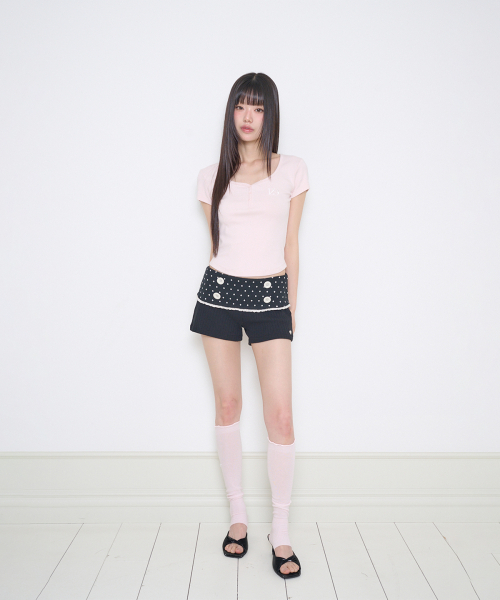 ILLIGO(イリゴ)の「129 ボタンヘンリーネックTシャツ ピンク(Tシャツ/カットソー・レディース・その他・OS)」の6枚目の写真