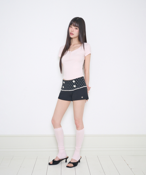 ILLIGO(イリゴ)の「129 ボタンヘンリーネックTシャツ ピンク(Tシャツ/カットソー・レディース・その他・OS)」の7枚目の写真