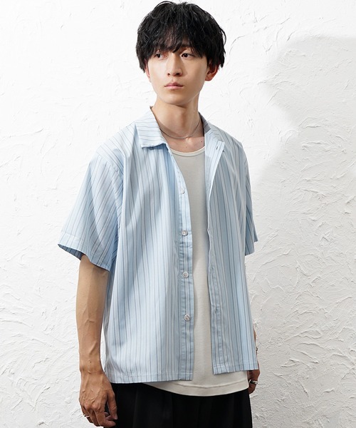 MinoriTY(マイノリティ)の「【MinoriTY】マルチドビーストライプオーバーサイズ半袖シャツ メンズ 夏服 ユニセックス 半袖 ルーズフィット ビッグシルエット(シャツ/ブラウス・メンズ・グリーン/ブルー/チャコール・M/S/L)」の5枚目の写真