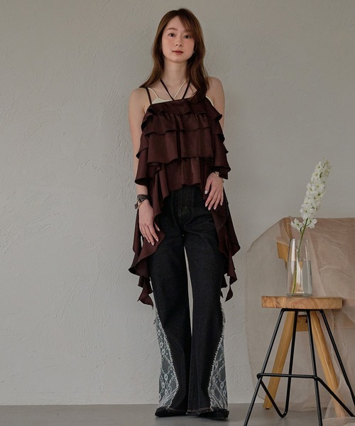 mideal（マイディール）の「lace flare denim pants / レースフレアデニムパンツ（デニムパンツ・レディース・ブラック/ライトブルー・X-SMALL/SMALL/MEDIUM）」の22枚目の写真