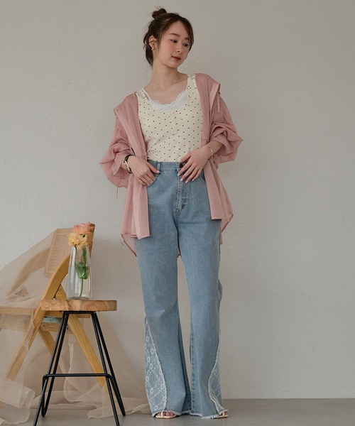 mideal（マイディール）の「lace flare denim pants / レースフレアデニムパンツ（デニムパンツ・レディース・ブラック/ライトブルー・X-SMALL/SMALL/MEDIUM）」の7枚目の写真