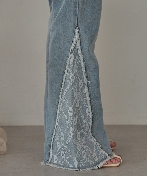 mideal（マイディール）の「lace flare denim pants / レースフレアデニムパンツ（デニムパンツ・レディース・ブラック/ライトブルー・X-SMALL/SMALL/MEDIUM）」の6枚目の写真