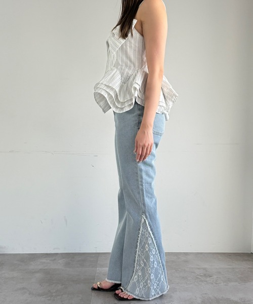 mideal（マイディール）の「lace flare denim pants / レースフレアデニムパンツ（デニムパンツ・レディース・ブラック/ライトブルー・X-SMALL/SMALL/MEDIUM）」の10枚目の写真