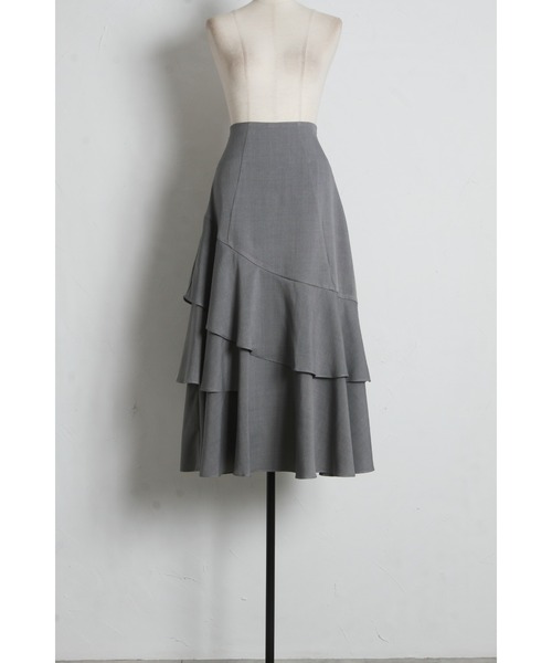 tocco closet（トッコ　クローゼット）の「バックレースアップアシメ切り替えティアードフレアスカート（スカート・レディース・ブラック/ライトベージュ・M）」の11枚目の写真