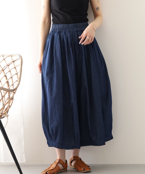 ubasoku(ウバソク)の「ubasoku リネン混デニム ボリュームパンツ(デニムパンツ・レディース・インディゴブルー・FREE)」の8枚目の写真