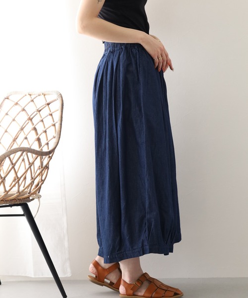 ubasoku(ウバソク)の「ubasoku リネン混デニム ボリュームパンツ(デニムパンツ・レディース・インディゴブルー・FREE)」の9枚目の写真