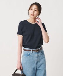 リブ バイカラーパイピング ショートスリーブ Tシャツ