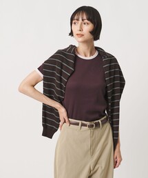 リブ バイカラーパイピング ショートスリーブ Tシャツ