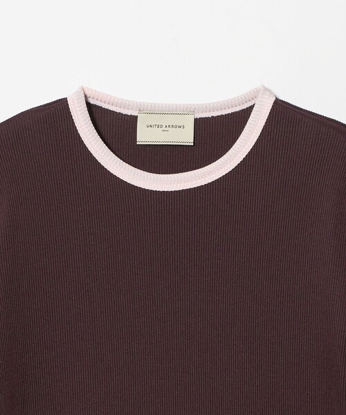 UNITED ARROWS（ユナイテッドアローズ）の「リブ バイカラーパイピング ショートスリーブ Tシャツ（Tシャツ/カットソー・レディース・ダークグレー/ネイビー/オフホワイト/ワイン/ベージュ・FREE）」の18枚目の写真