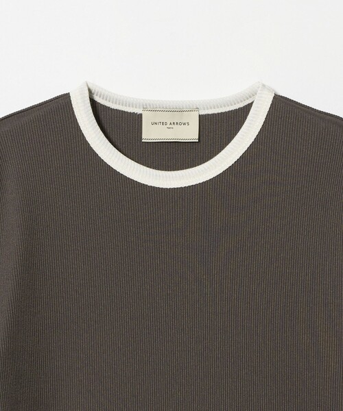 UNITED ARROWS（ユナイテッドアローズ）の「リブ バイカラーパイピング ショートスリーブ Tシャツ（Tシャツ/カットソー・レディース・ダークグレー/ネイビー/オフホワイト/ワイン/ベージュ・FREE）」の12枚目の写真