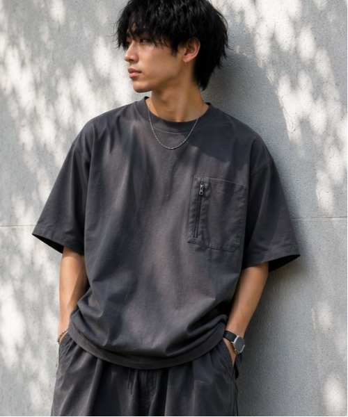 ALWAYS GOOD TIME(オルウェイズグッドタイム)の「【JEMORGAN/ジェーイーモーガン】"Air Fiber"ワッフルポケットTシャツ / 軽量・吸汗速乾・ドライタッチ(Tシャツ/カットソー・メンズ・チャコールグレー/ベージュ/ブラック・L/XL/M)」の1枚目の写真