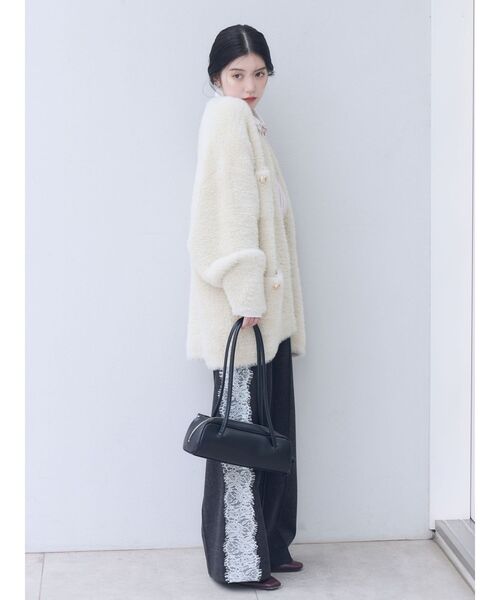 LAGUNAMOON（ラグナムーン）の「【WEB限定カラーあり】ポケットシャギーニットカーディガン【秋服】（カーディガン/ボレロ・レディース・モカ/イエロー/ライトグレー/アイボリー・FREE）」の7枚目の写真