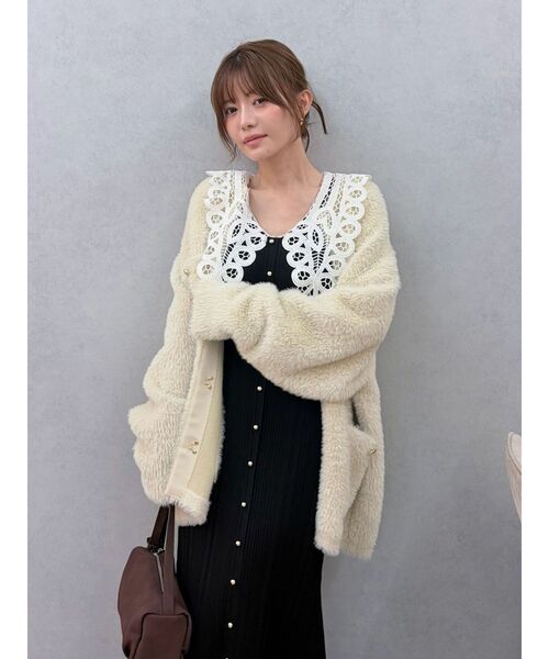 LAGUNAMOON（ラグナムーン）の「【WEB限定カラーあり】ポケットシャギーニットカーディガン【秋服】（カーディガン/ボレロ・レディース・モカ/イエロー/ライトグレー/アイボリー・FREE）」の10枚目の写真