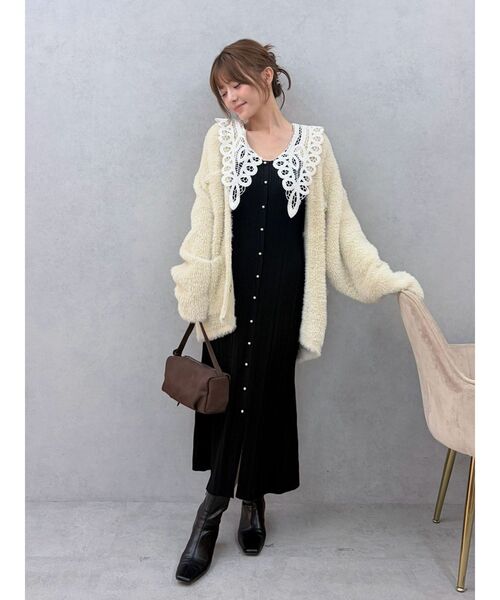 LAGUNAMOON（ラグナムーン）の「【WEB限定カラーあり】ポケットシャギーニットカーディガン【秋服】（カーディガン/ボレロ・レディース・モカ/イエロー/ライトグレー/アイボリー・FREE）」の12枚目の写真