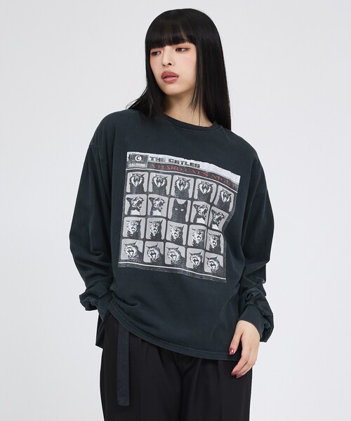 REMI RELIEF（レミレリーフ）の「【REMI RELIEF / レミレリーフ】SP加工20/天竺 AHARD CATS NIGHT / 長袖Tシャツ / ユニセックス（Tシャツ/カットソー・メンズ・ブラック/オフホワイト・M/L/XL）」の10枚目の写真