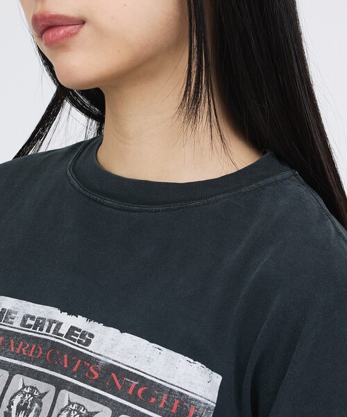 REMI RELIEF（レミレリーフ）の「【REMI RELIEF / レミレリーフ】SP加工20/天竺 AHARD CATS NIGHT / 長袖Tシャツ / ユニセックス（Tシャツ/カットソー・メンズ・ブラック/オフホワイト・M/L/XL）」の6枚目の写真