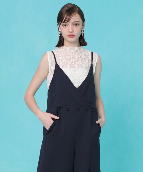 ANAYI（アナイ）の「ライトダブルクロスサロペット（サロペット/オーバーオール・レディース・ネイビー/ブラック・34/38/36）」の5枚目の写真