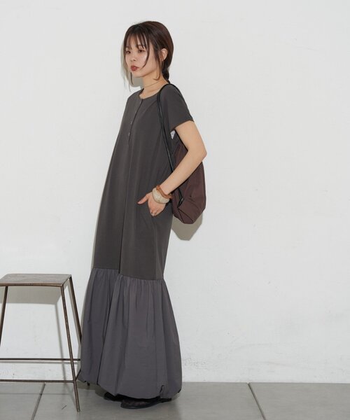 CIAOPANIC TYPY(チャオパニックティピー)の「【KAIRI企画】脱部屋着見え!2WAYヘンリーワンピ(ワンピース・レディース・ブラウン/オフホワイト/チャコールグレー・ONE SIZE)」の20枚目の写真