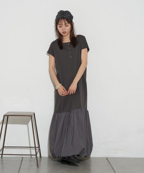 CIAOPANIC TYPY(チャオパニックティピー)の「【KAIRI企画】脱部屋着見え!2WAYヘンリーワンピ(ワンピース・レディース・ブラウン/オフホワイト/チャコールグレー・ONE SIZE)」の12枚目の写真