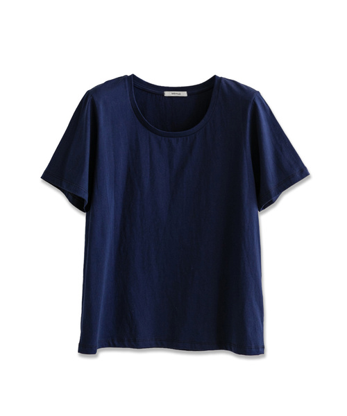 MEMUA(メムア)の「メムア UネックリブTシャツ (ホワイト)(Tシャツ/カットソー・レディース・チャコール/ダークネイビー/グレー/ダークブラウン/ブラック/アイボリー・FREE)」の6枚目の写真