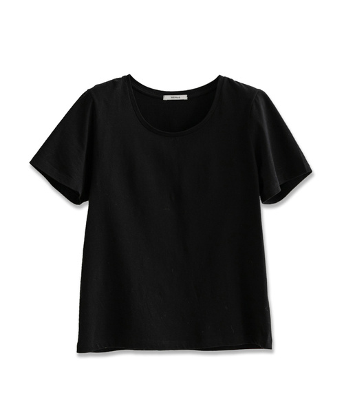 MEMUA(メムア)の「メムア UネックリブTシャツ (ホワイト)(Tシャツ/カットソー・レディース・チャコール/ダークネイビー/グレー/ダークブラウン/ブラック/アイボリー・FREE)」の2枚目の写真