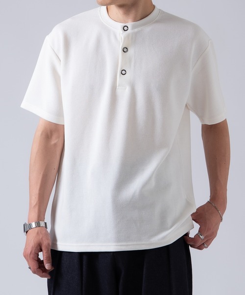 OXA(オグザ)の「リブ半袖ヘンリーネックTシャツ OXA(Tシャツ/カットソー・メンズ・ブラック/ホワイト・FREE)」の11枚目の写真