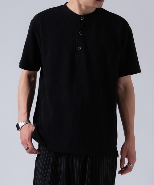 OXA(オグザ)の「リブ半袖ヘンリーネックTシャツ OXA(Tシャツ/カットソー・メンズ・ブラック/ホワイト・FREE)」の5枚目の写真