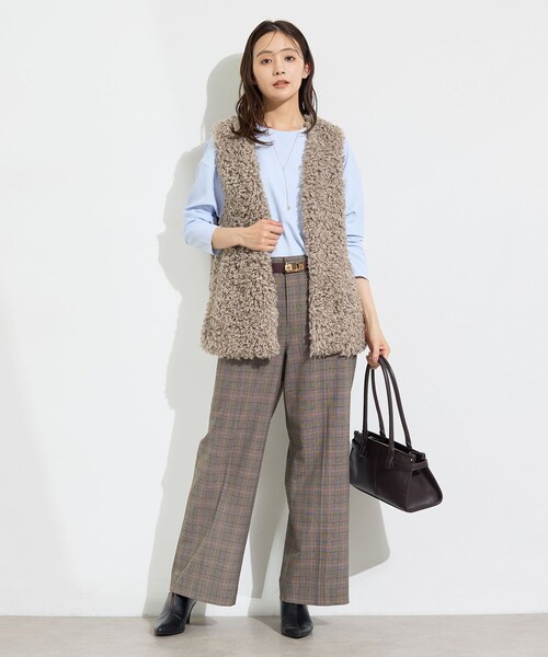INDIVI(インディヴィ)の「【羽織るだけでお洒落】カールエコファー ジレ(ベスト・レディース・アイボリー系5/ベージュ系その他2・15 /13/05/38/34)」の9枚目の写真