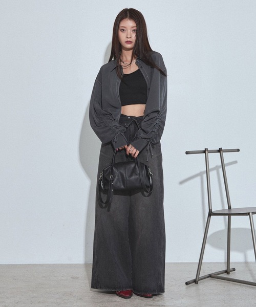 PAGEBOY（ページボーイ）の「ドロストスリーブショートシャツ（シャツ/ブラウス・レディース・ターコイズブルー/チャコールグレー/ブラック・FREE）」の11枚目の写真