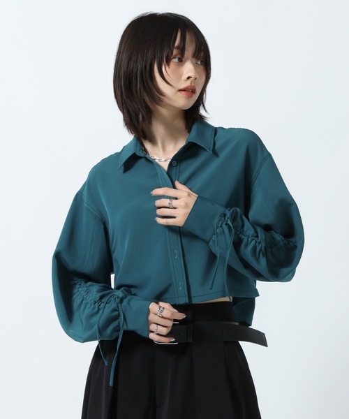 PAGEBOY（ページボーイ）の「ドロストスリーブショートシャツ（シャツ/ブラウス・レディース・ターコイズブルー/チャコールグレー/ブラック・FREE）」の13枚目の写真