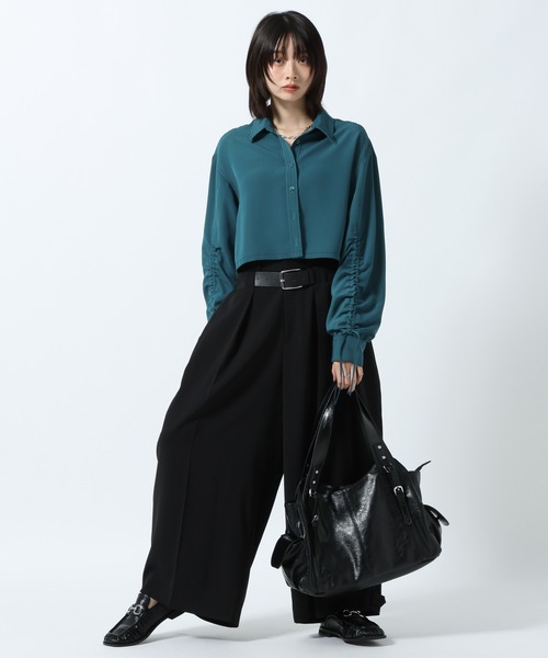 PAGEBOY（ページボーイ）の「ドロストスリーブショートシャツ（シャツ/ブラウス・レディース・ターコイズブルー/チャコールグレー/ブラック・FREE）」の19枚目の写真