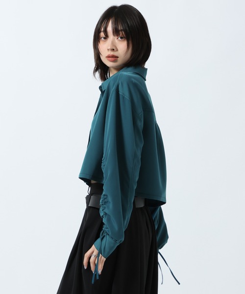 PAGEBOY（ページボーイ）の「ドロストスリーブショートシャツ（シャツ/ブラウス・レディース・ターコイズブルー/チャコールグレー/ブラック・FREE）」の15枚目の写真