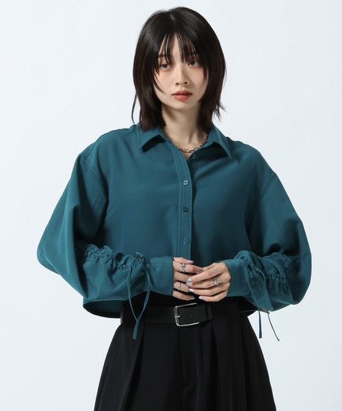 PAGEBOY（ページボーイ）の「ドロストスリーブショートシャツ（シャツ/ブラウス・レディース・ターコイズブルー/チャコールグレー/ブラック・FREE）」の14枚目の写真