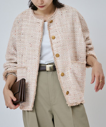 journal standard L'essage | 【一部店舗&WEB限定】GIOLICAツイードドルマンジャケット(ベージュ)(ノーカラージャケット)