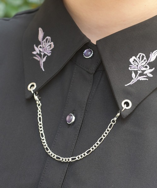 axes femme(アクシーズファム)の「チェーン付刺繍シャツ(シャツ/ブラウス・レディース・ホワイト/ミント/ブラック・FREE)」の13枚目の写真