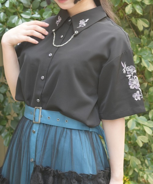 axes femme(アクシーズファム)の「チェーン付刺繍シャツ(シャツ/ブラウス・レディース・ホワイト/ミント/ブラック・FREE)」の14枚目の写真