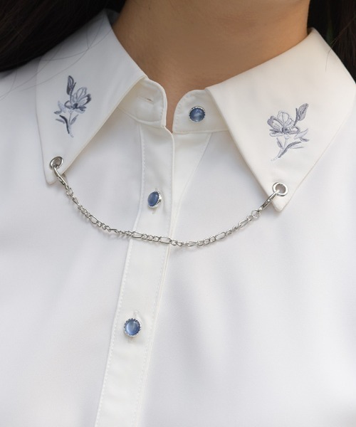 axes femme(アクシーズファム)の「チェーン付刺繍シャツ(シャツ/ブラウス・レディース・ホワイト/ミント/ブラック・FREE)」の15枚目の写真
