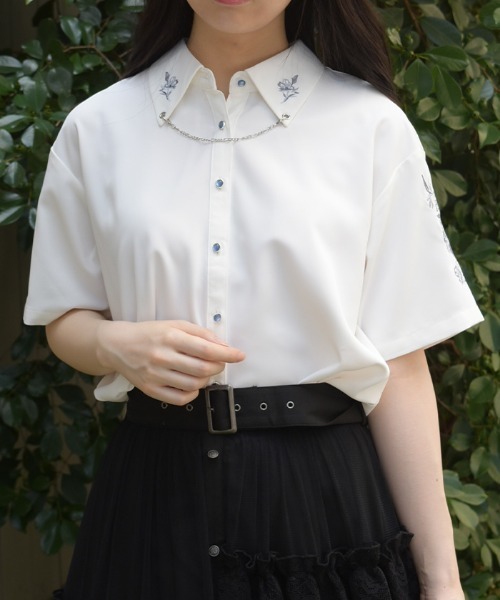 axes femme(アクシーズファム)の「チェーン付刺繍シャツ(シャツ/ブラウス・レディース・ホワイト/ミント/ブラック・FREE)」の17枚目の写真