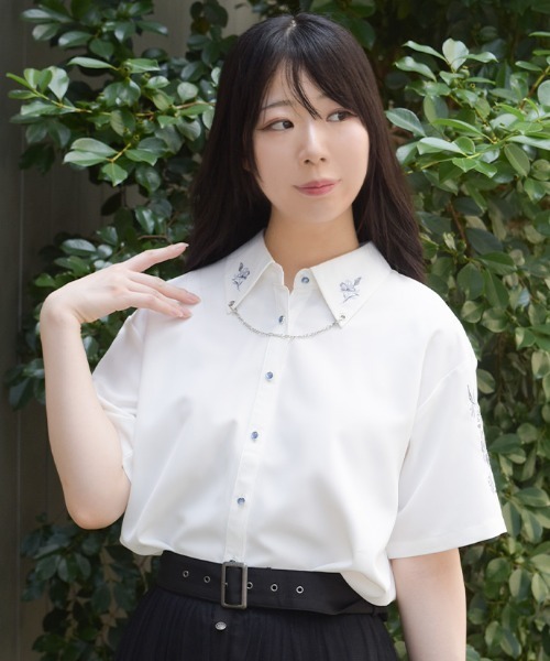 axes femme(アクシーズファム)の「チェーン付刺繍シャツ(シャツ/ブラウス・レディース・ホワイト/ミント/ブラック・FREE)」の18枚目の写真