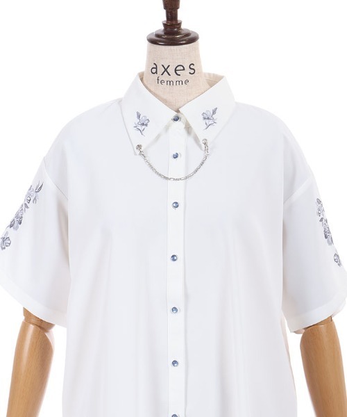axes femme(アクシーズファム)の「チェーン付刺繍シャツ(シャツ/ブラウス・レディース・ホワイト/ミント/ブラック・FREE)」の22枚目の写真