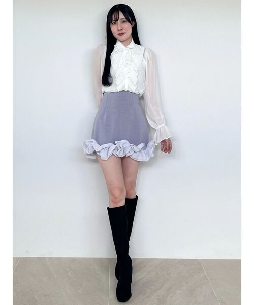 MERCURYDUO(マーキュリーデュオ)の「プリーツラッフルブラウス(シャツ/ブラウス・レディース・ライトブルー/ピンク/オフホワイト・FREE)」の10枚目の写真