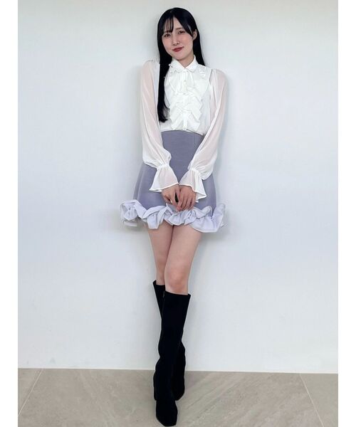 MERCURYDUO(マーキュリーデュオ)の「プリーツラッフルブラウス(シャツ/ブラウス・レディース・ライトブルー/ピンク/オフホワイト・FREE)」の11枚目の写真