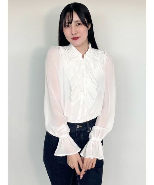 MERCURYDUO(マーキュリーデュオ)の「プリーツラッフルブラウス(シャツ/ブラウス・レディース・ライトブルー/ピンク/オフホワイト・FREE)」の17枚目の写真